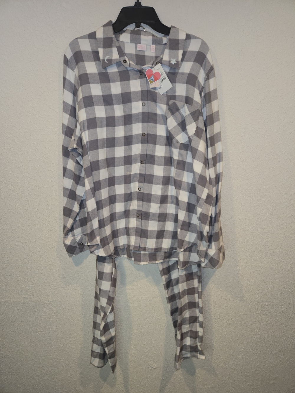 ByNordstrom Gray and White Plaid Pajama Set Size XXL NWT